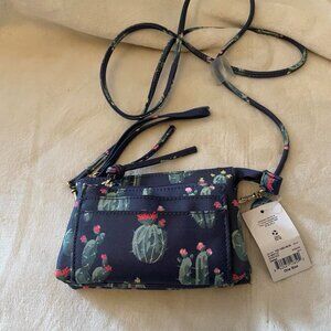 NWT Blue Cactus Print Crossbody Purse Wristlet